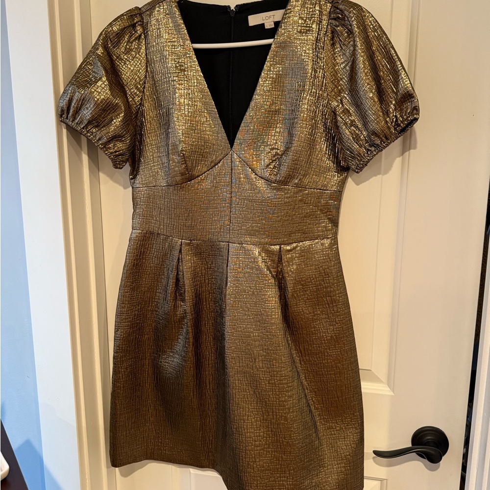 LOFT Shimmering Gold Mini Dress